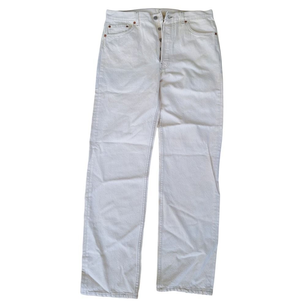 Levi's 501XX Jeans Mens W36 L34 White Beige Straight Leg Button Fly Denim Pants